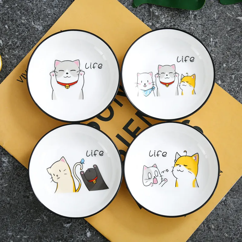 Ceramic Seasoning Dish Cartoon Cat Dessert Creative Cute Sauce Dishes Household Soy Vinegar Dishes Roast Meat Dip Snack Plate