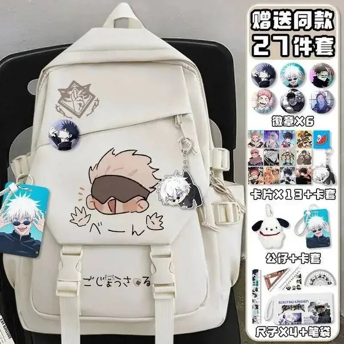 

Черно-белые школьные сумки Jujutsu Kaisen для студентов и подростков, рюкзаки Mochilas большой вместимости для аниме-игр