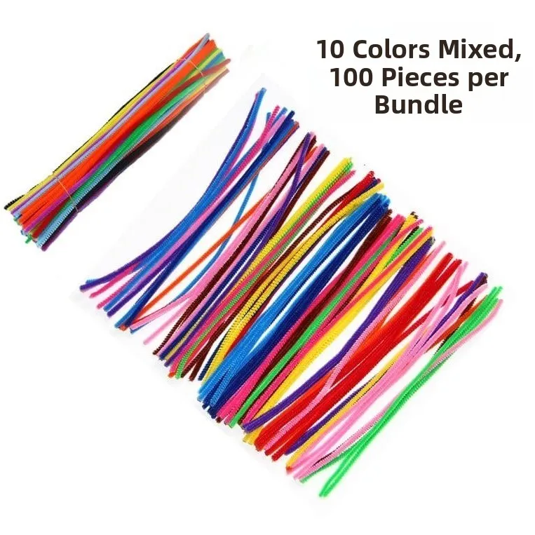 Educational DIY Mixed Color Furry Sticks Toys for Children Twist Rods Non-Toxic Creative Fabric Craft Materials Short Sleeve ...