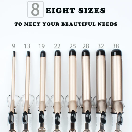 Imagen 1 del producto Rizador de pelo eléctrico con ajuste de temperatura, varita larga para rizar el pelo, rizador de pelo profesional de 9-38mm, pantalla LCD