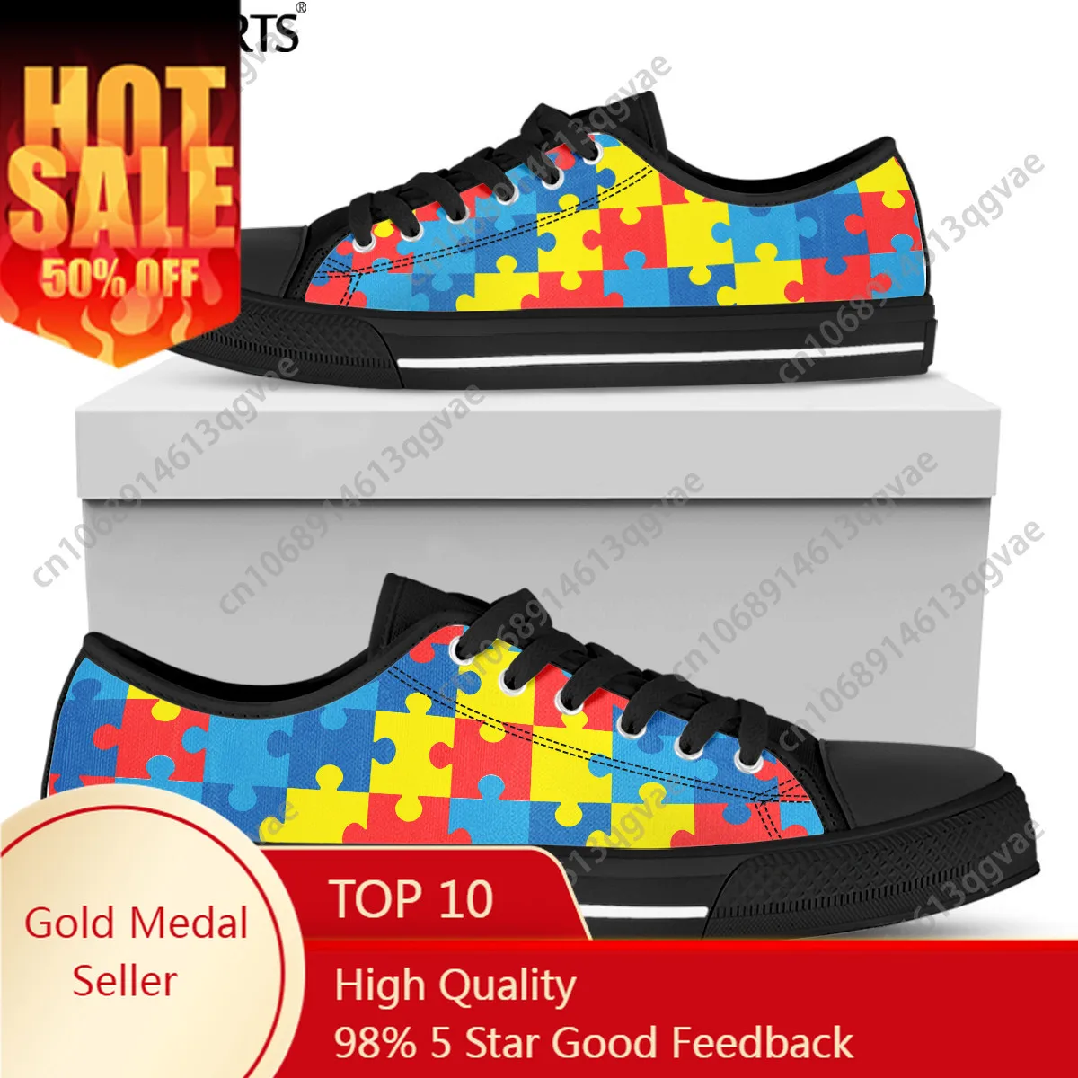 

Autism Awareness Puzzle Low Top High Quality Sneakers Mens Womens Teenager Canvas Lightweight Sneaker Couple Shoes Custom Shoe