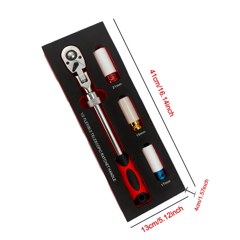 17-19-21mm Tire Sleeve Auto Repair Kit Professional 1/2 Inch Ratcheting Wrench Set