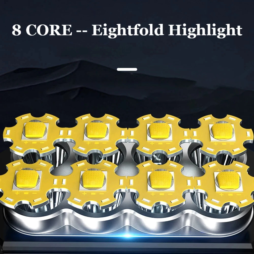 Rechargeable Solar Bulbs 8 LED Portable High Lumen Outdoor Flashlight Waterproof Handlamp with COB Side Light