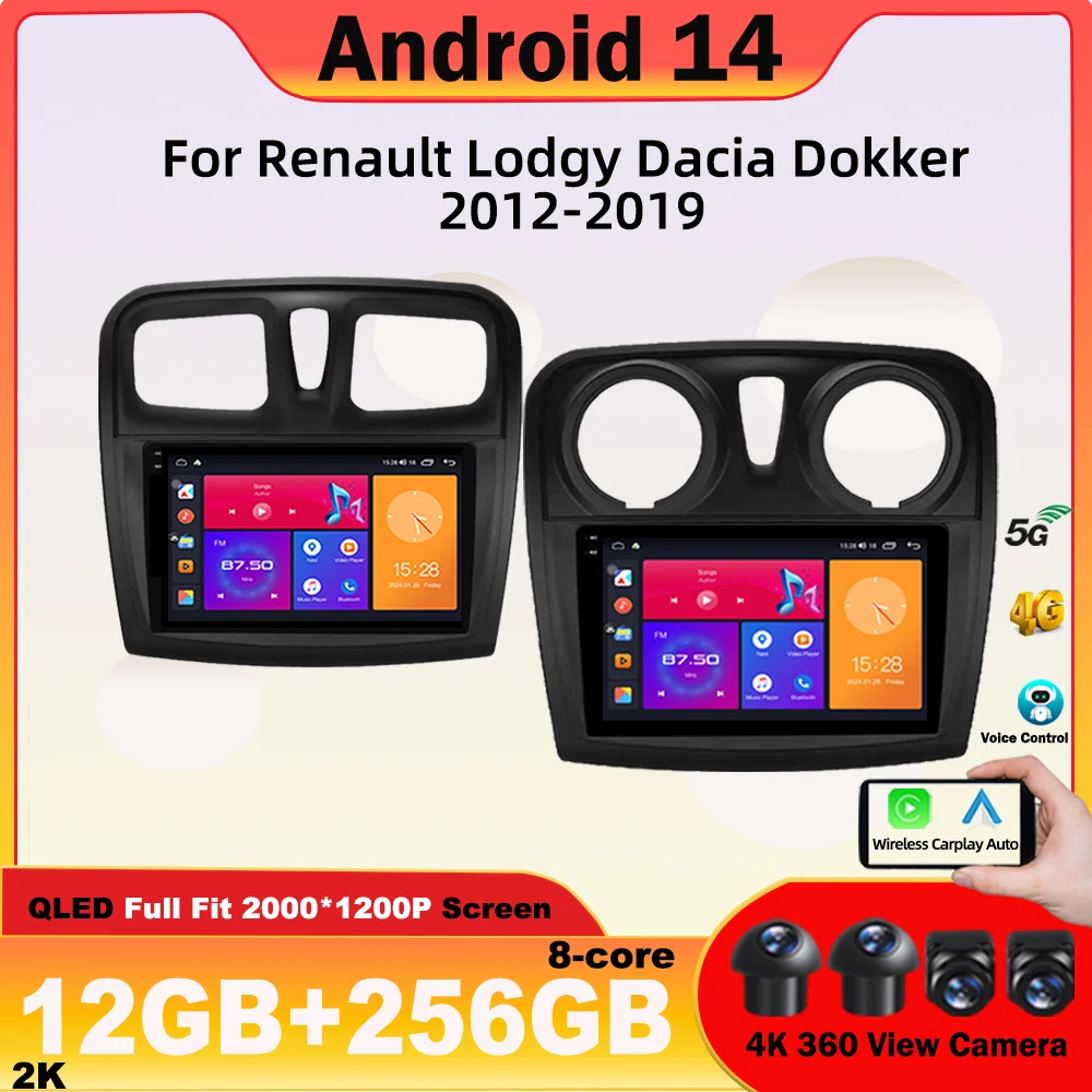 

Android 14 Car Radio For Renault Lodgy Dacia Dokker 2012 - 2019 Multimedia Video Player Navigation Carplay 4G NO 2Din Head Unit