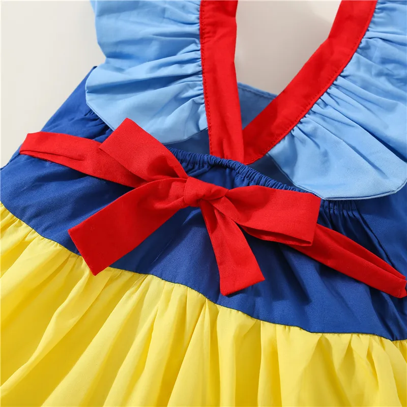 Summer camisole dress for girls rainbow color matching dance dress princess style small flying sleeve dress