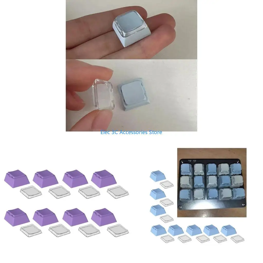 Y51A 8Pieces Dye Sublimation Keycaps Set Wear Resistant PBT+PC for Mechanical Keyboards Comfortable Typing Experience
