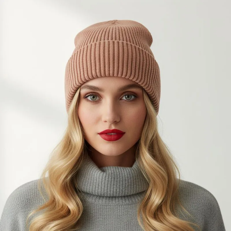 Graphite Washed Knitted Hat for Women with Brimless Outdoor Warm and Thickened Men's Woolen Hat Cycling Hat