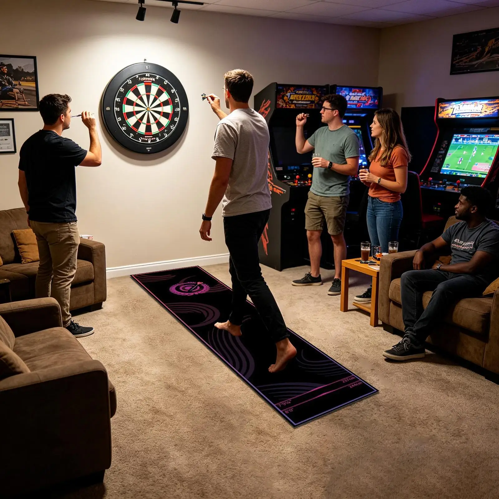Dart Rug Non-Slip Portable With Throw Line Crystal Velvet Dart Oche Mat For Recreation Center Sports Club Office Break Room