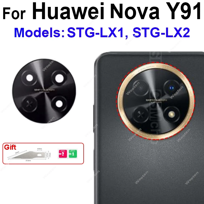 For Huawei Nova Y61 Y71 Y91 Back Camera Glass Lens Rear Camera Lens Glass with Sticker Replacement Parts