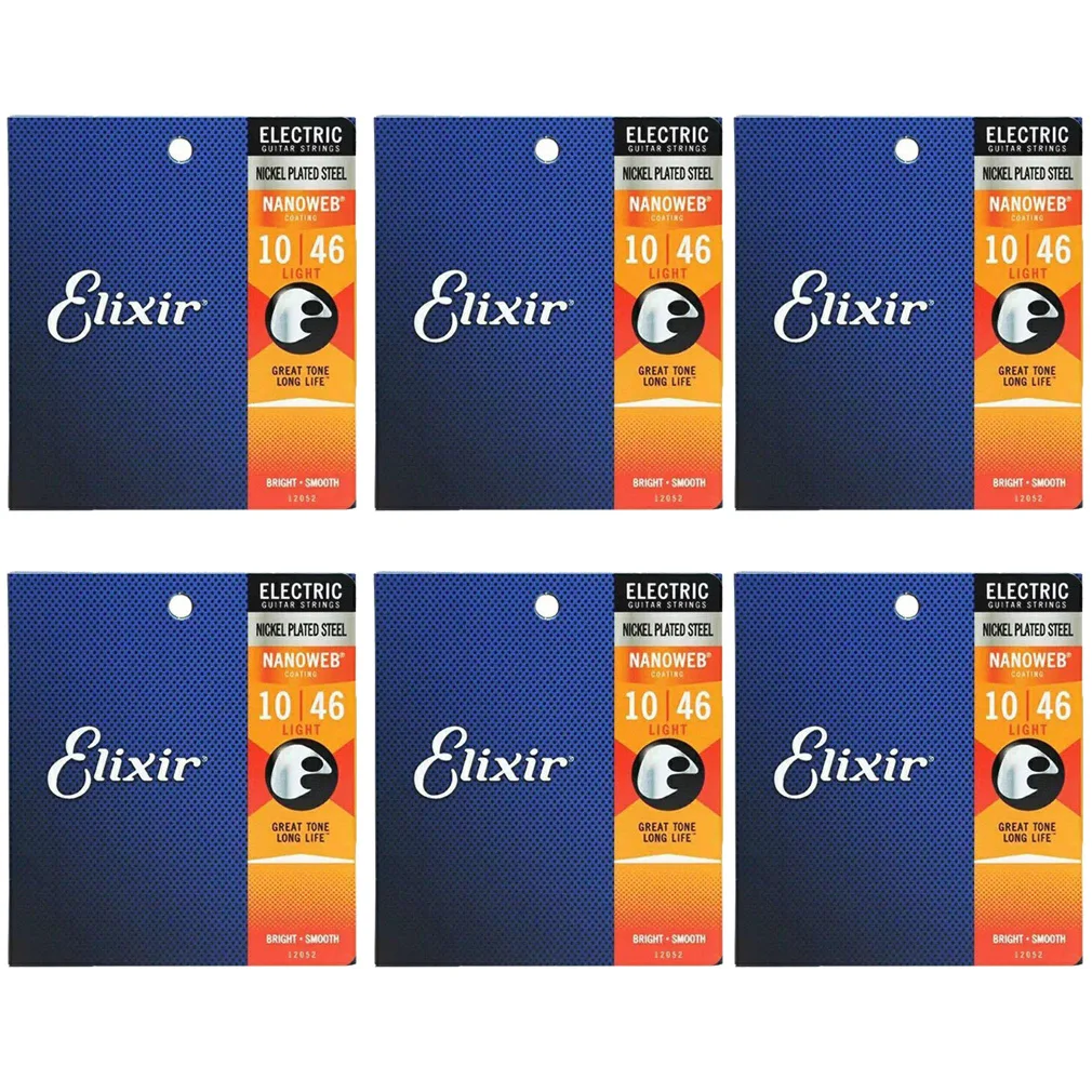 6 Pcs/set Elixir Acoustic Guitar Strings 0.10 Coating 80/20 Bronze NANOWEB Coating Custom Light 011-052 11027 11052 16002 16027