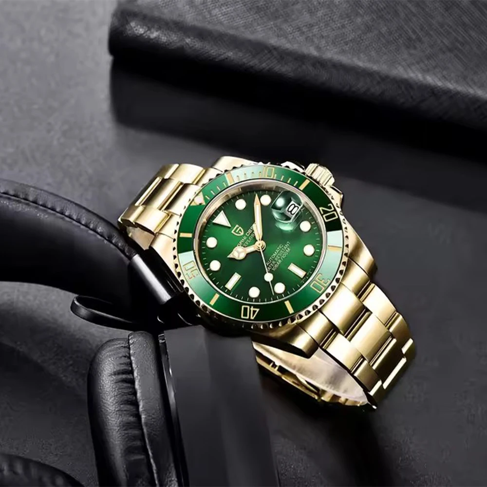 PAGANI DESIGN 40 مللي متر ساعة ميكانيكية للرجال الياقوت الفولاذ المقاوم للصدأ الذهب حالة مقاوم للماء ساعة الأعمال الرجال Relogio Masculino