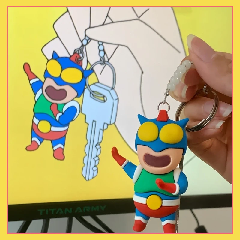 Popular Anime Crayon Shin chan Dynamic Superman Keychain Pendant Q Version Doll Keychain Pendant Cute New Year Christmas Gift