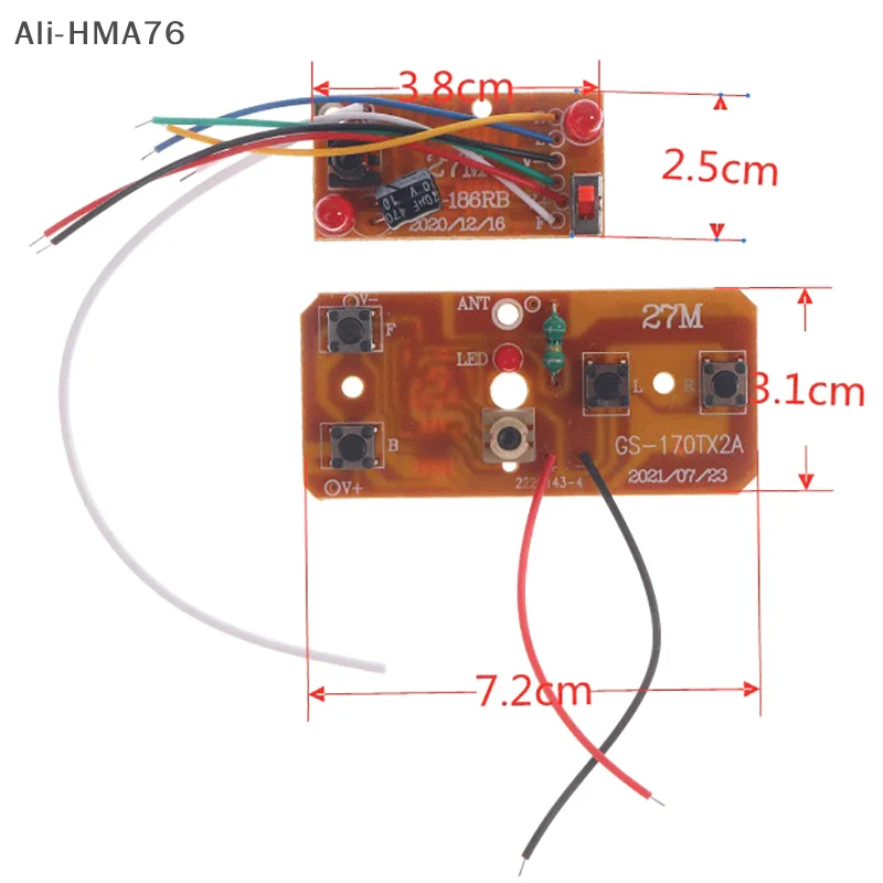 HMA76-2.4G 4CH RC Control remoto 27MHz circuito PCB transmisor receptor placa con antena Radio para RC coche camión