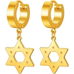 Star of David Earrings for Men Women Punk Jewelry Stainless Steel Hypoallergenic for Sensitive Ears Father Day Gift for Him