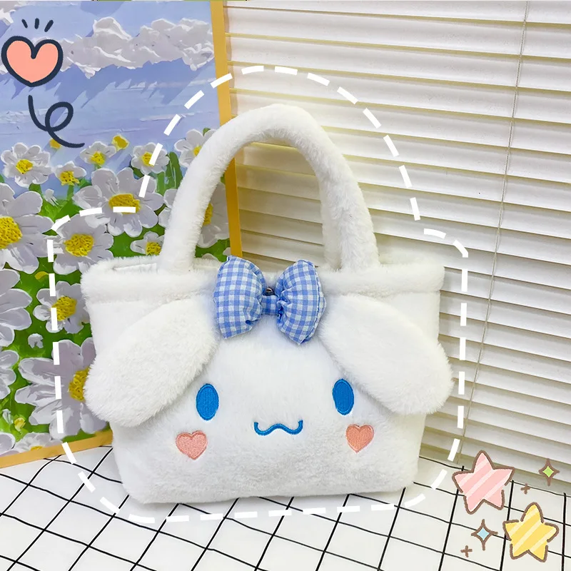 Sanrio Kuromi Plush Bag Cinnamoroll Kawaii My Melody Cartoon Animal Handbag Cute Storage Tote Bags Women Girls Birthday