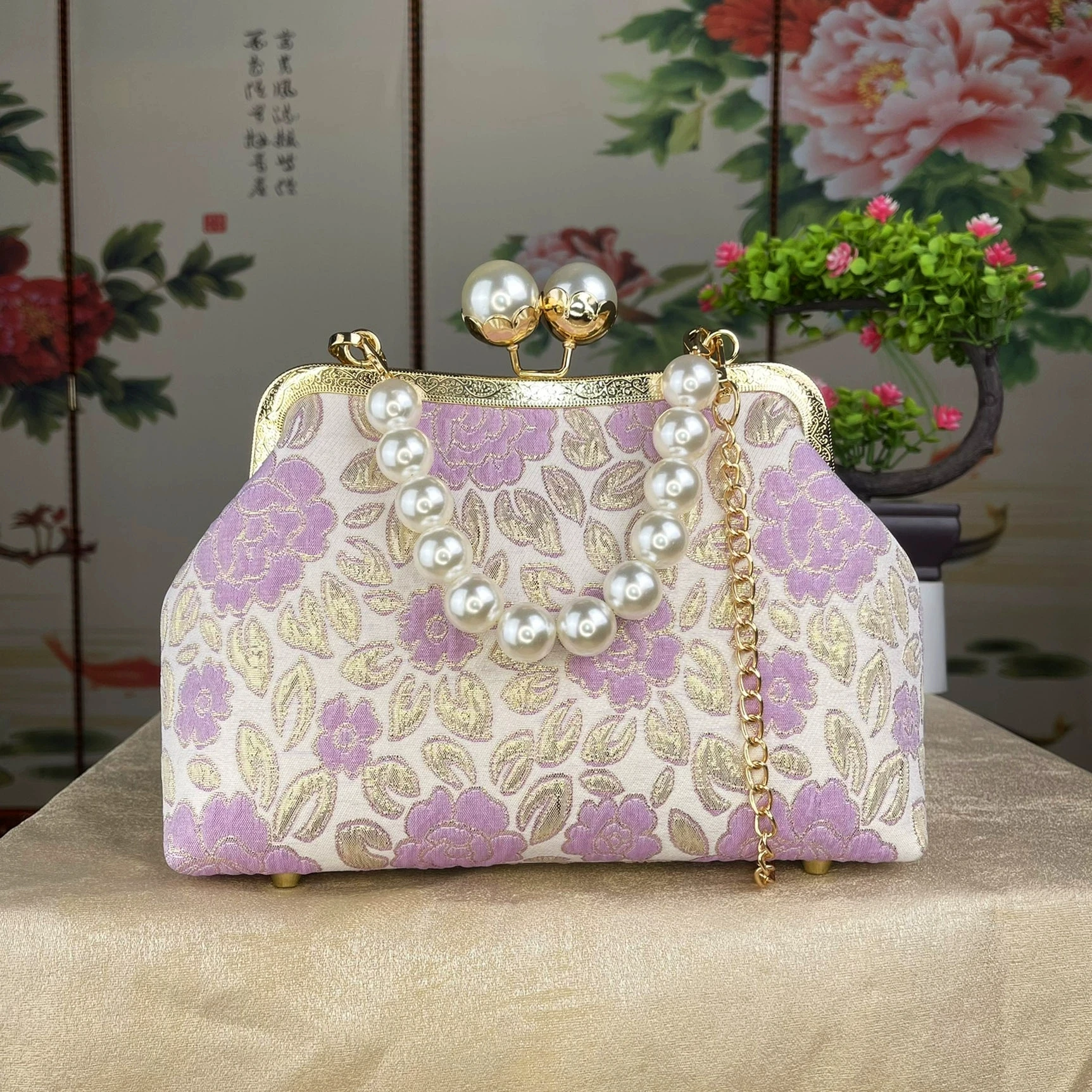 

Beading Wedding Handmade Bags Shell Lock Hand Bags Women Shoulder Crossbody Bag Chain Fringe Women's Handbags