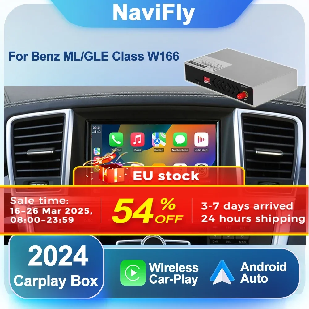 NaviFly EU Stock Wireless CarPlay Android Auto Interface Box For Mercedes BENZ ML GL GLE GLS Class W166 X166 NTG4.5 5.0