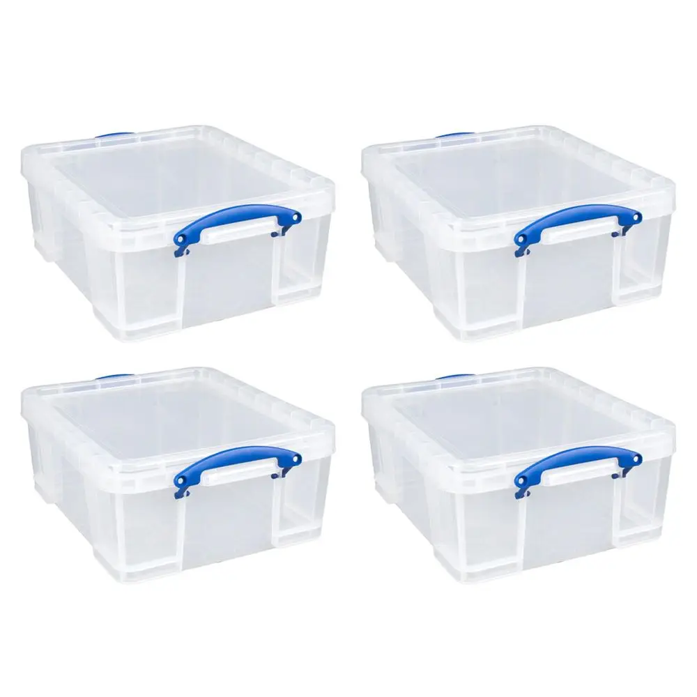 

4 Pack 17L Plastic Storage Bins with Snap Lids and Clip Lock, Clear
