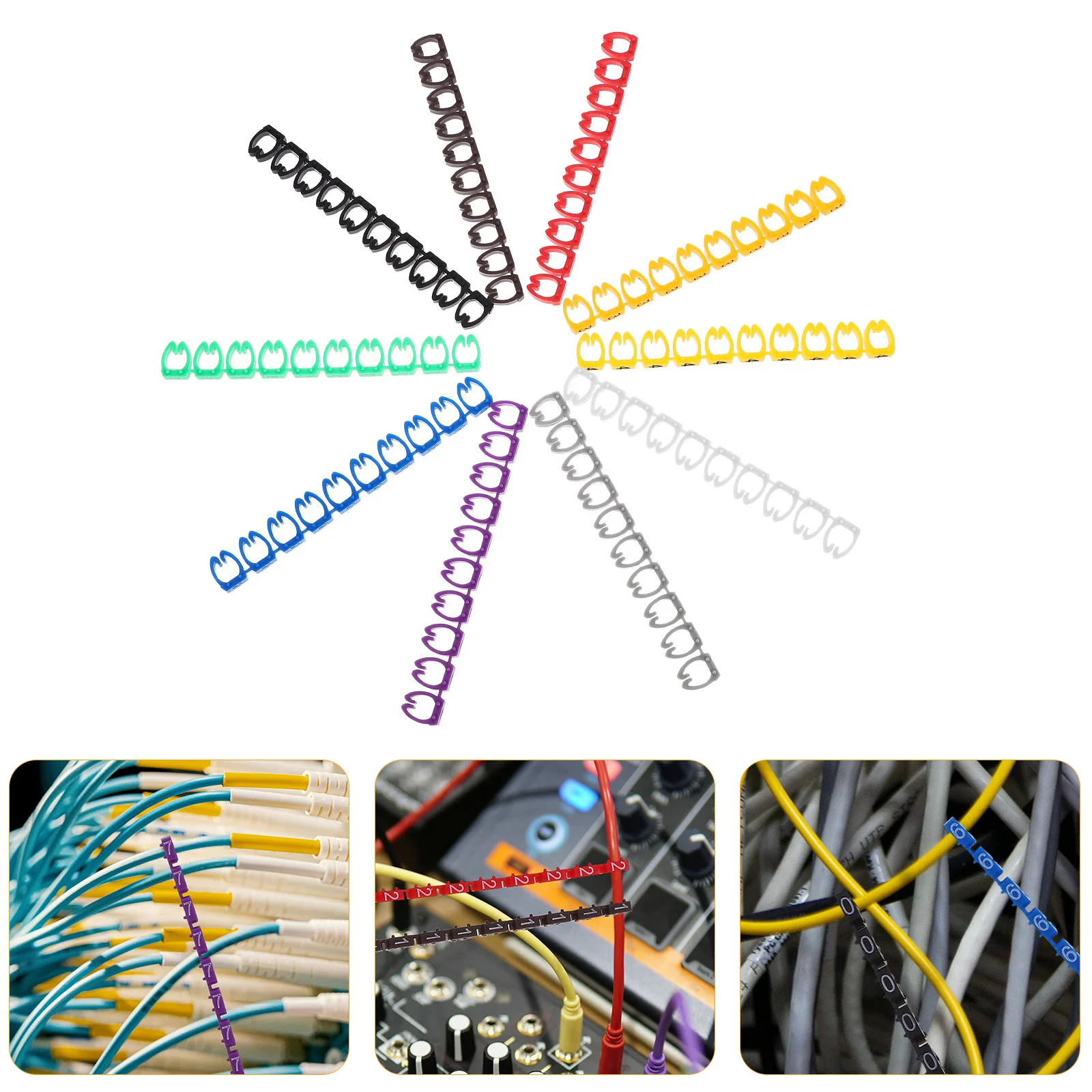 مجموعة أنابيب ملصقات الأسلاك 100 قطعة مع أرقام 0-9 علامات كابل ملونة زاهية لتحديد الأسلاك السريعة وتنظيم الكابلات