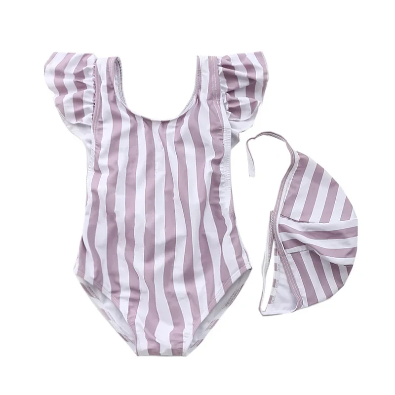 Traje de baño para niña pequeña, bañador infantil con pantalones cortos, Bikini a rayas cruzadas, ropa de playa, 2024