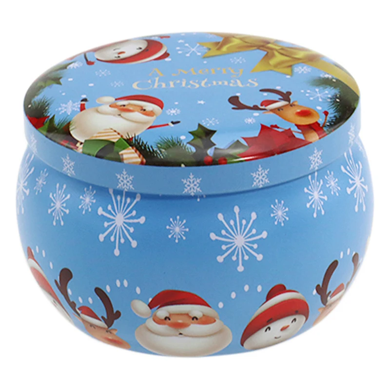 1pc Christmas Metal Jar Christmas Candy Box Metal Jar With Lid Handmade Candles Making Container Mini Tin Small Gifts For Kids