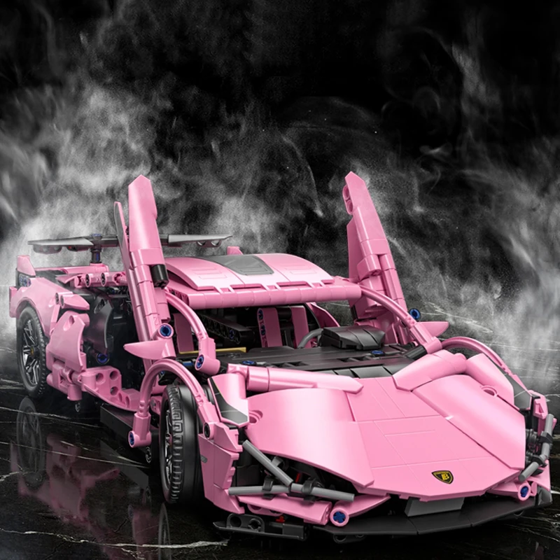 Technical Pink 1:14 Racing Car City Speed Building Block Model Sports Vehicle Assemble Bricks Toys For Kids Adult Gifts