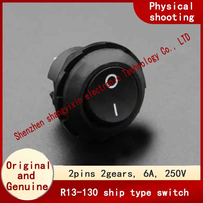 

Оригинальный R13-136A, 2-контактный, 2-позиционный, 6A250V, круглый кулисный переключатель в форме лодки, сертифицированный UL
