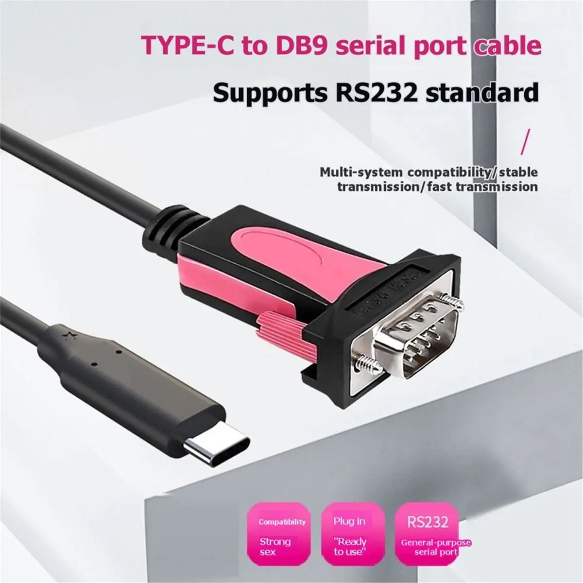 Type-C to RS232 Serial Cable Industrial Type-C to DB9 RS232 Serial Cable DB9 Male COM Port 1.5M Blue