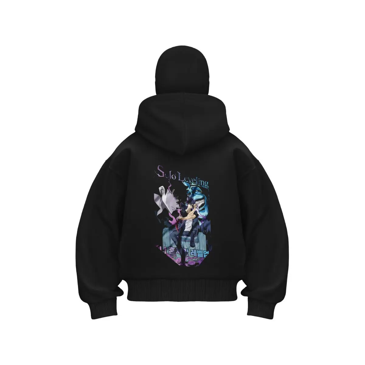 Solo Leveling anime poster art Men's Double Hood Balaclava Zip Hoodie Winter Warm
