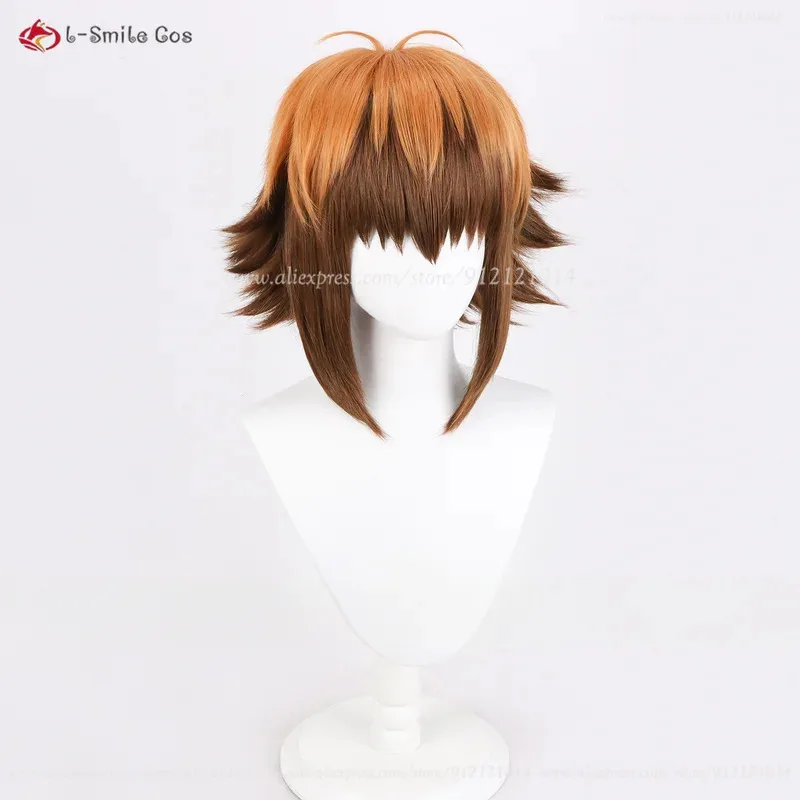 Jaden Yuki Cosplay Wig 30cm Orange Brown Mix Wigs Yuki Judai Cosplay Anime Cosplay Wig Heat Resistant Synthetic Hair + Wig Cap
