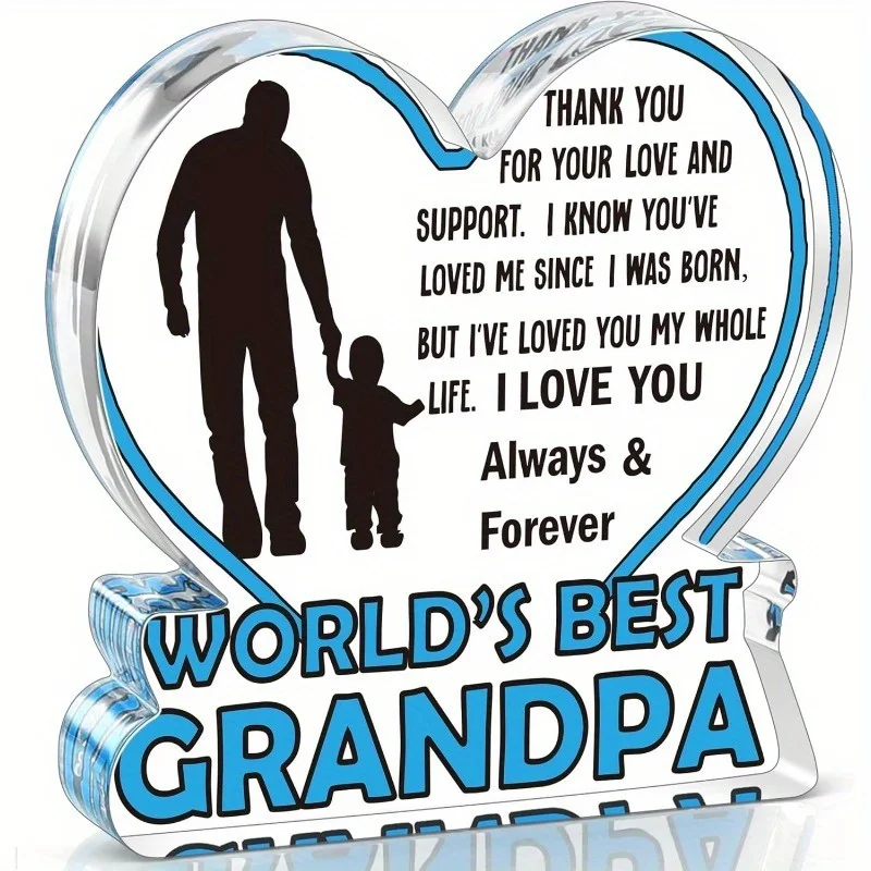Acrylic Plaque for Grandpa - A heartfelt grandson gift for Christmas, birthdays, or desk decor.