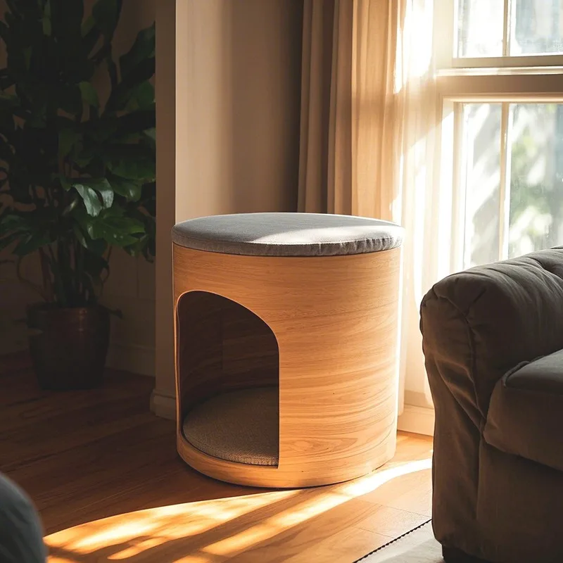 Solid wood cat nest stool integrated sitting stool cat stool nest human pet dual purpose pet