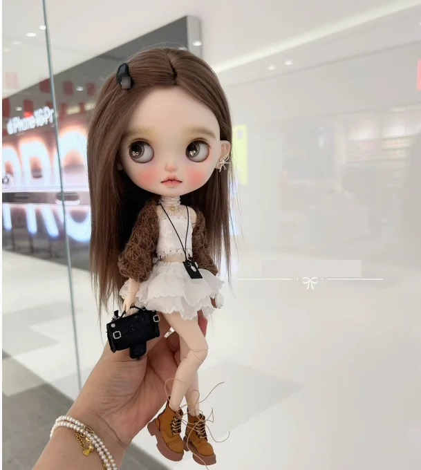 3pcs French Blythe Landoudou knitted shawl +white chest wrap+white double-lace skirt (Fit for azone,Pullip,Ob222426, Licca)