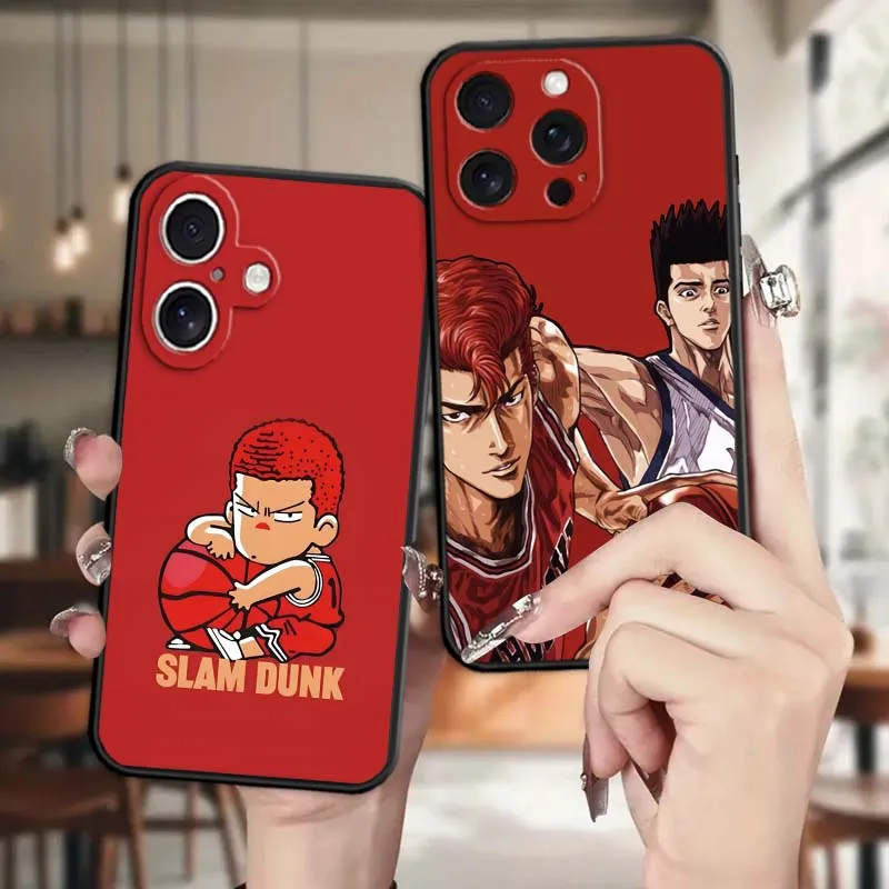 

Interesting Slam Dunk Creative Phone Case For Apple iPhone 16 16E 15 14 13 12 11 XS X Pro Max Plus Black Soft Silicone Cover