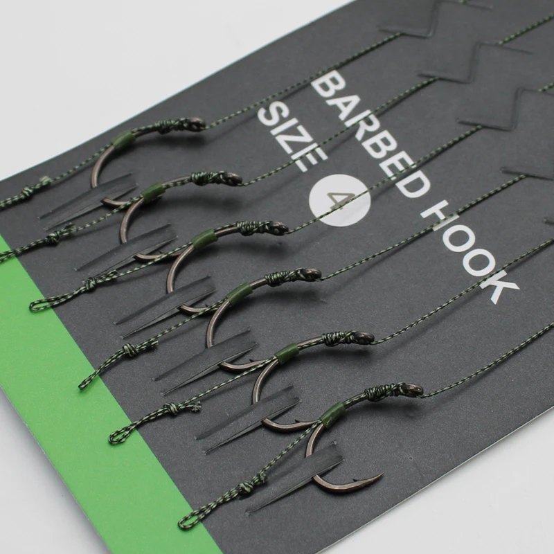 Leader Carp Fishing Hooks Hair Rigs With Braided Line Ready Made Boilies Bait Tied Feeder Group Barbed hook Accessories