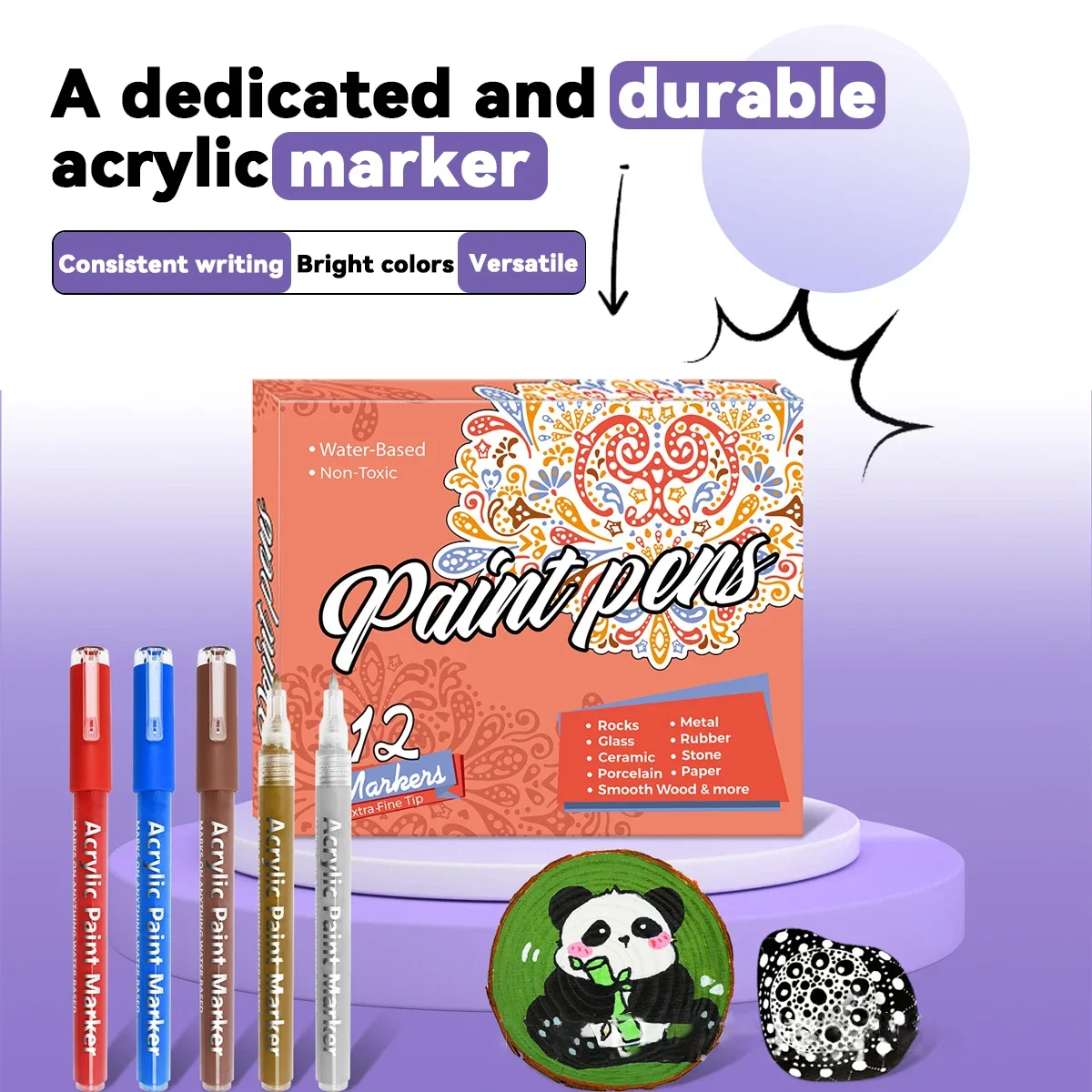 

12/48 Colored Acrylic Non-washable Marker Pens Student Art Painting Brushes Colored Pens Graffiti Pens School Office Supplies