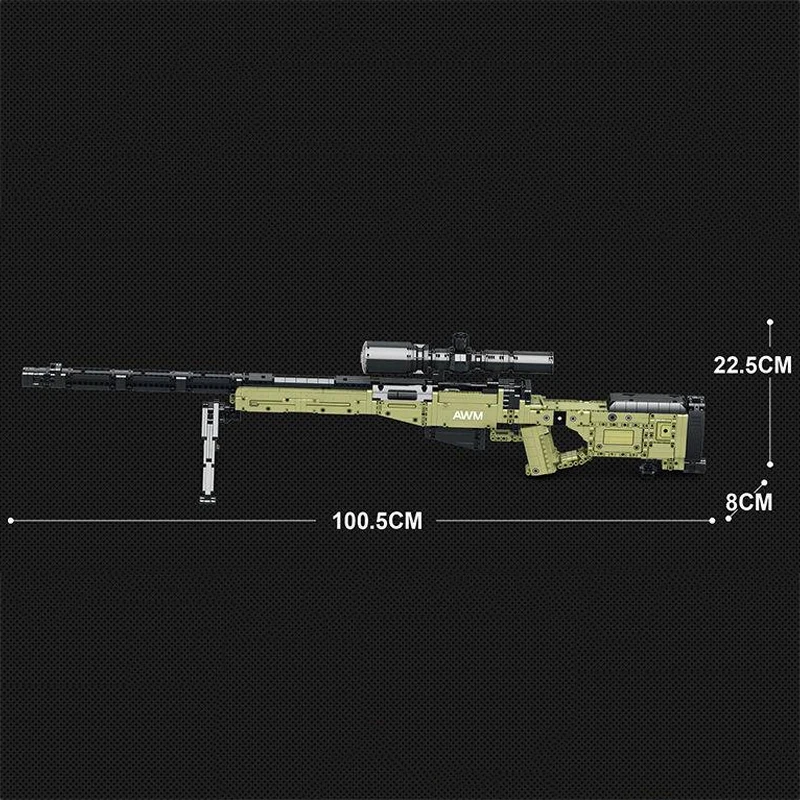 Reobrix-子供のためのスナイパーライフルのビルディングブロック,技術玩具,軍用武器,レンガパズル,誕生日プレゼント,awm,77026