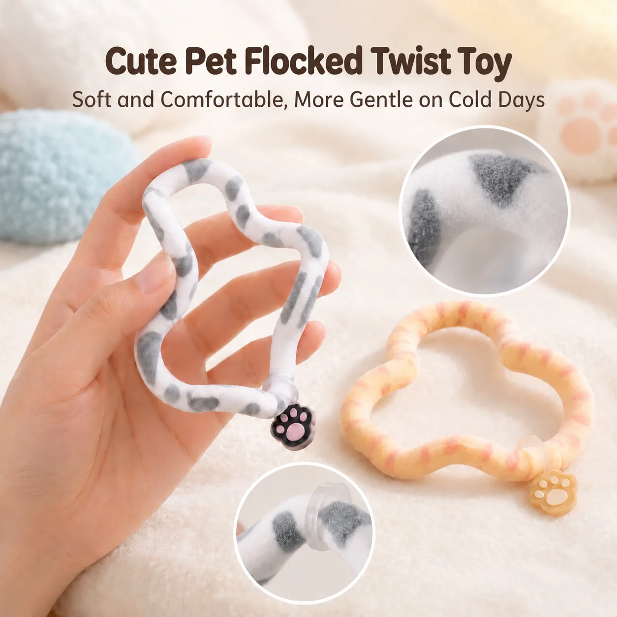 Flocked Animal Cat Twisting Toy Tangle Squishy Crunchy Stress Relief Sensory Decompression Party Favors Gift for Office Student