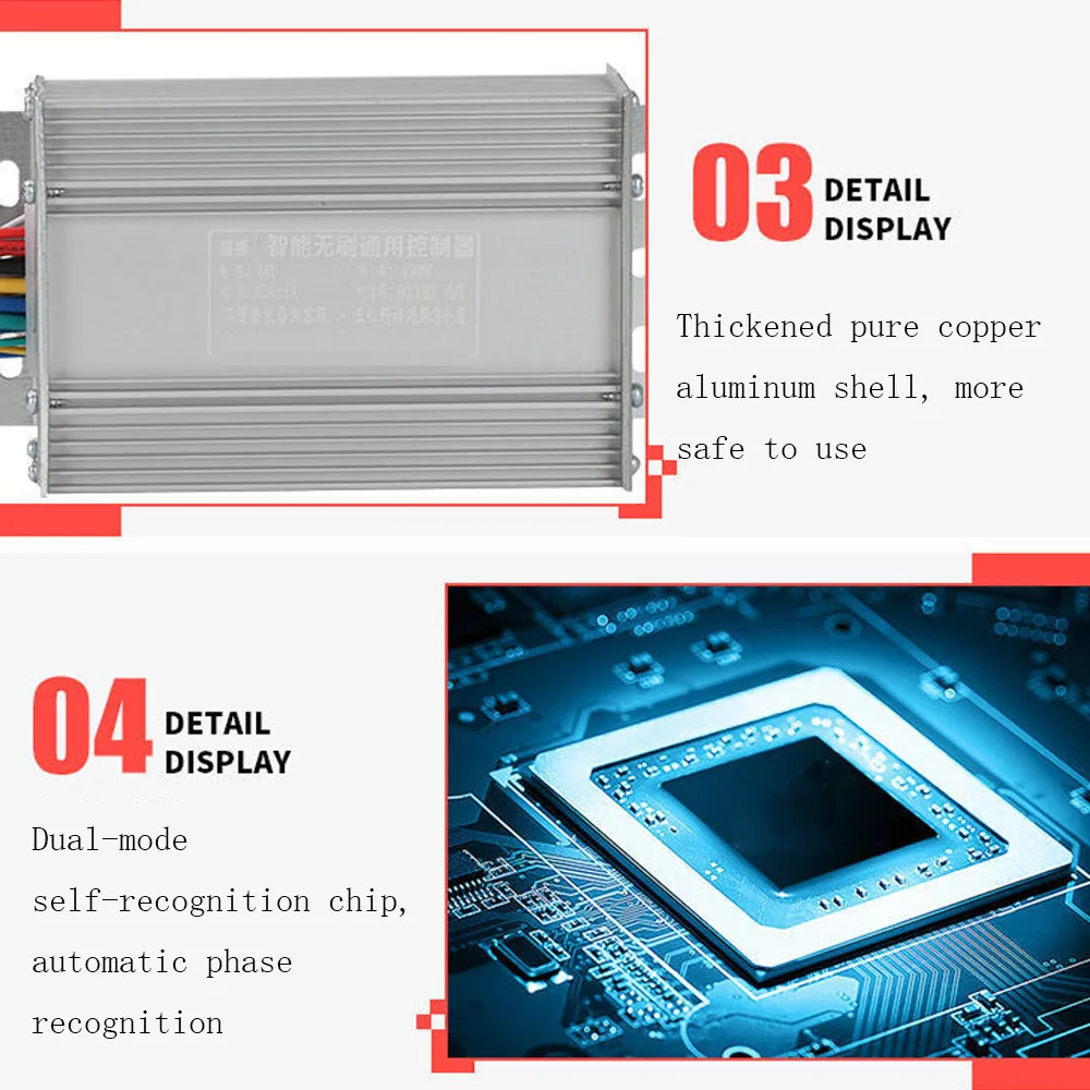 48V 72V 450W/500W/600W/800W/1000W/1200W Electric Bike Brushless DC Motor Controller DC Electric Motor Controller
