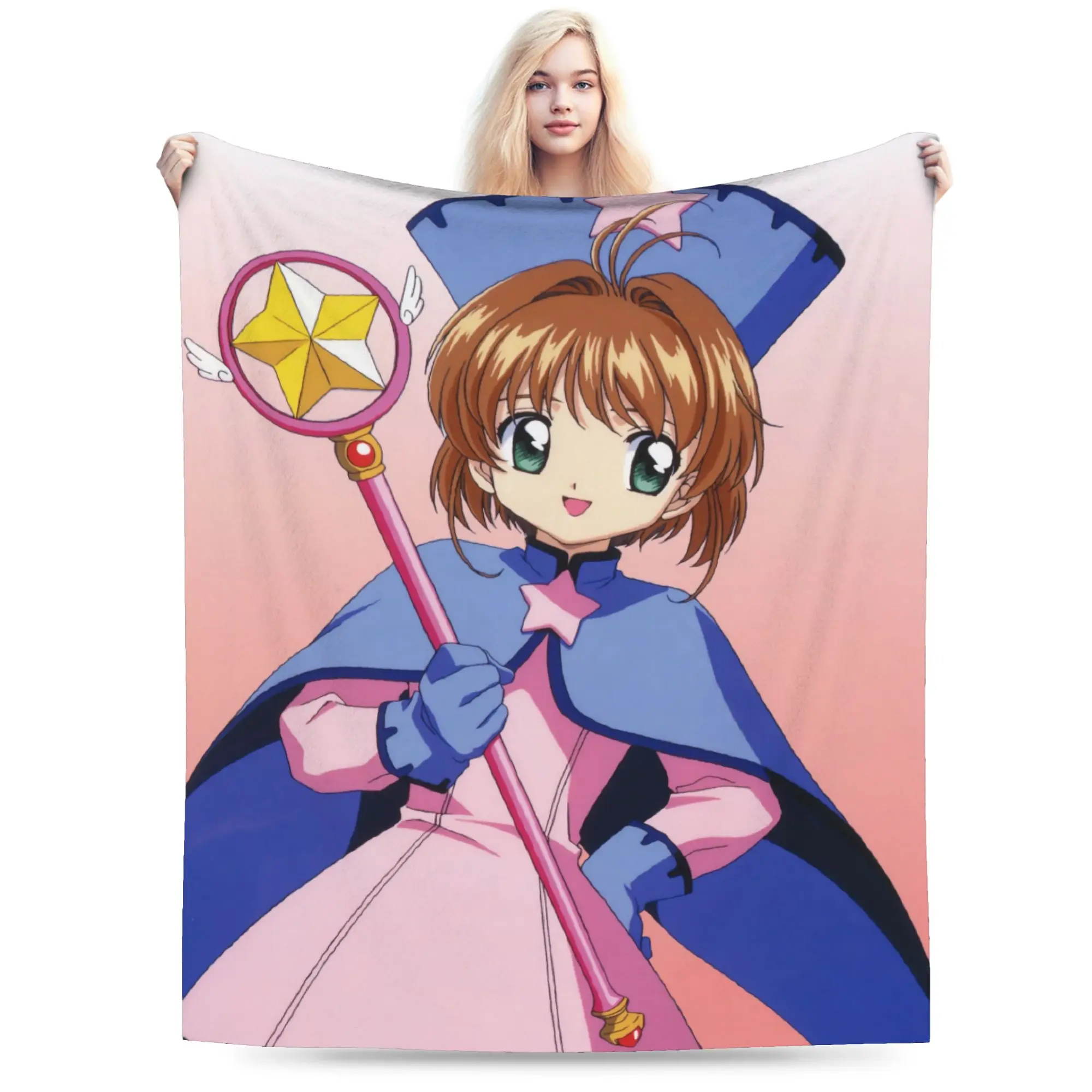 Anime Cardcaptor Sakura Blanket Fleece Textile Decor Multi-function Soft Throw Blanket for Bedding Outdoor Plush Thin Quilt
