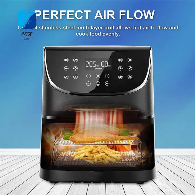 

A55F-Air Fryer Rack For Cosori 5.5L Air Fryer, 2 Tier Air Fryer Grill/Shelf/Dehydrator Rack Square ,Air Fryer Replacement Parts
