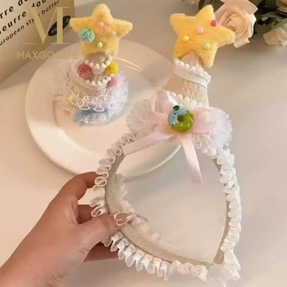 

Повязка для волос на день рождения в корейском стиле, ручная работа, мягкая заколка для волос со звездами, красочная повязка на голову с пожеланиями на день рождения, аксессуар для волос на день рождения для девочек