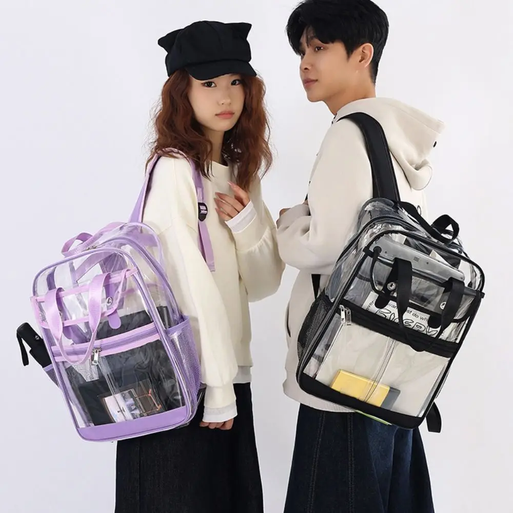 

Повседневный прозрачный рюкзак большой емкости, роскошный дизайнерский универсальный рюкзак из ПВХ, водонепроницаемая сумка на плечо для спорта на открытом воздухе