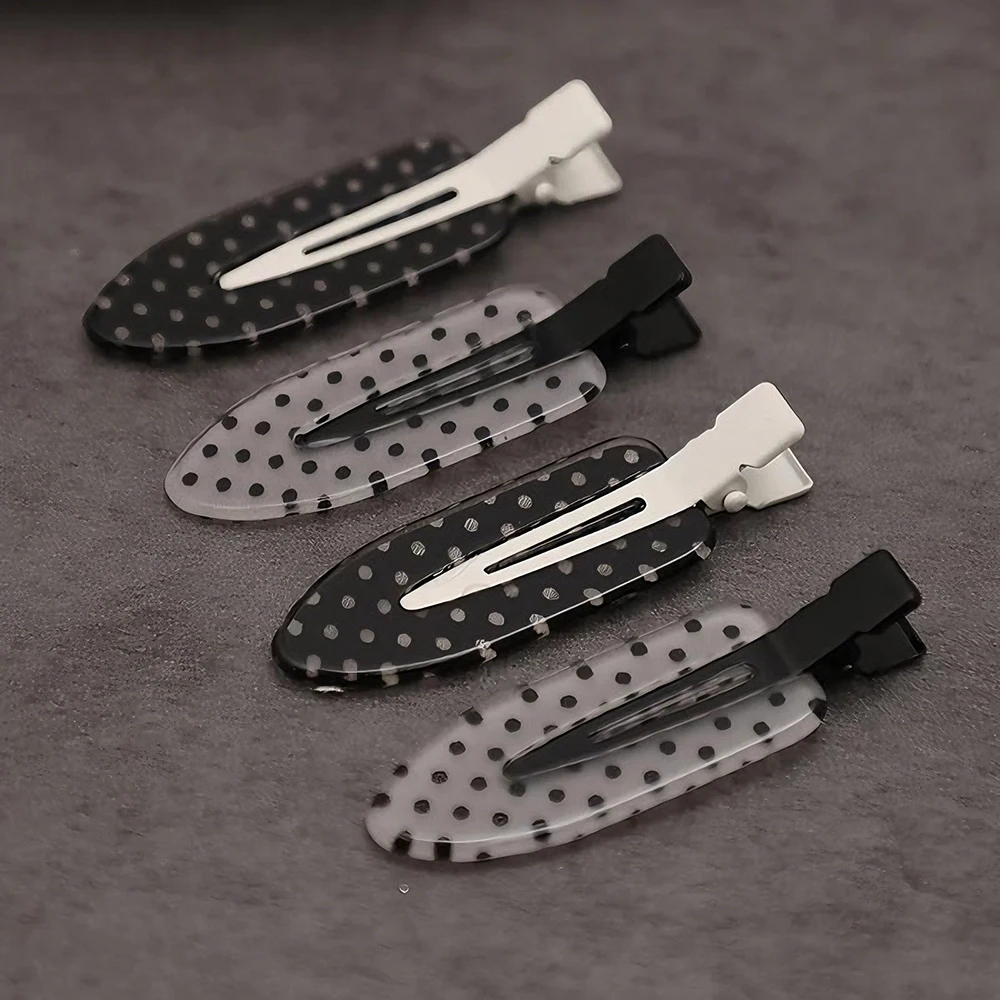 4Pcs Black White Polka Dot Acrylic Hair Clips Secure Hold Suitable for Daily Wear Bb Hairclip Party Outfits Hair Accessories