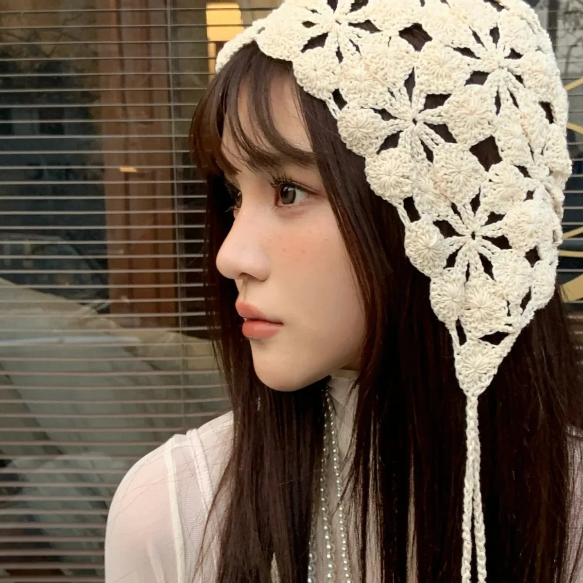 Japanese Girl Handmade Hollow Thin Knitted Hat Summer Headscarf Hats Cute Breathable Pullover Beanie Cap for Women Gorras