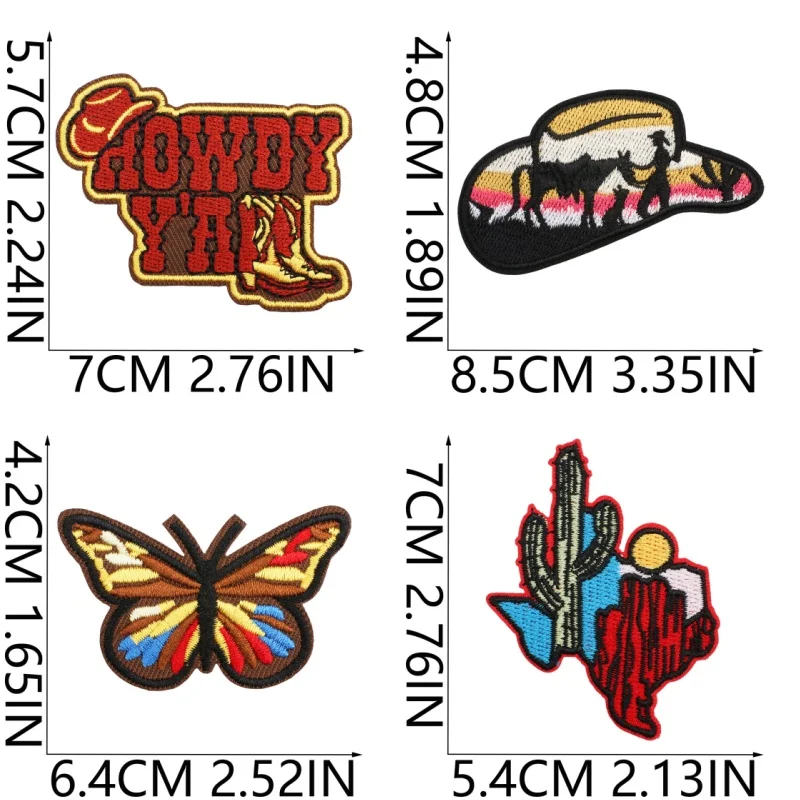 40pcs/lot New West Cowboy Embroidered Patches Applique for Clothing DIY  Iron on/ Sew on Patches Stripes Stickers