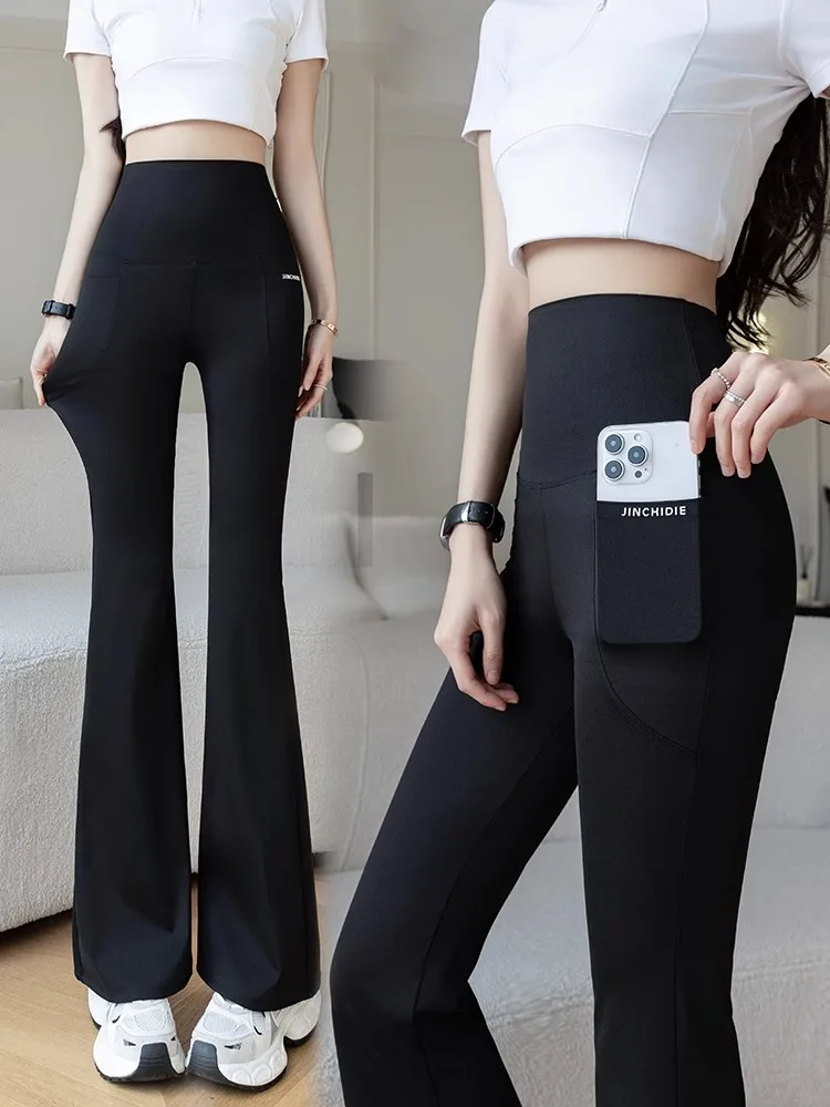 

Spring Summer Thin High Waist Slimming Drapey Tummy Control Butt Lifting Bell Bot Yoga Pants Women plus Size Casual Leggings