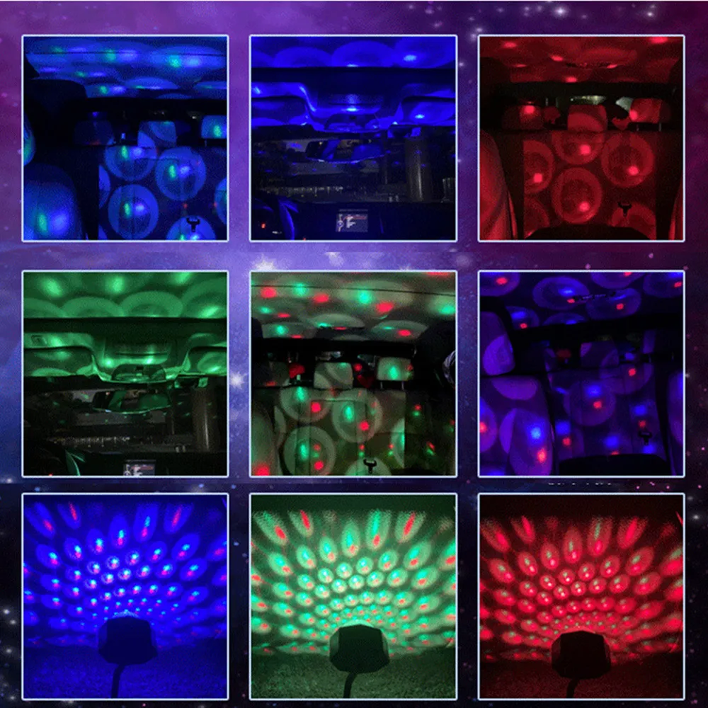 9 Modles Car Roof Star Light Interior LED Atmosphere Ambient Projector USB Decoration Night Light Multicolor music control