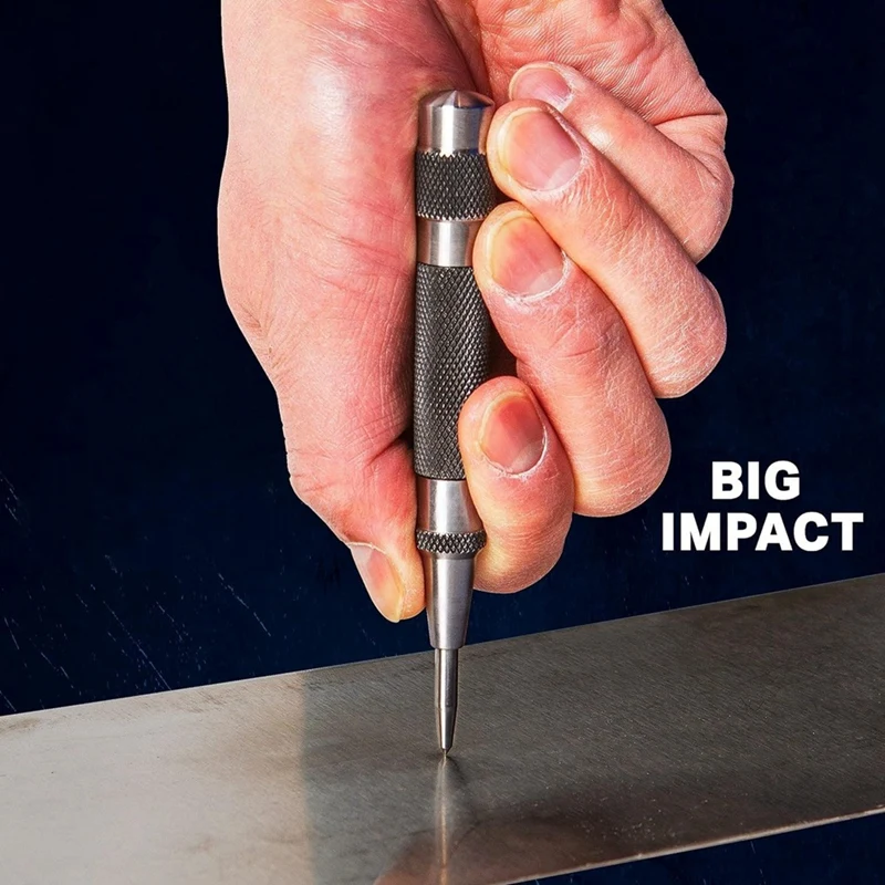 2 pacotes de perfurador central automático de 5 polegadas e 6 polegadas com pontas substituíveis perfurador central carregado com mola resistente