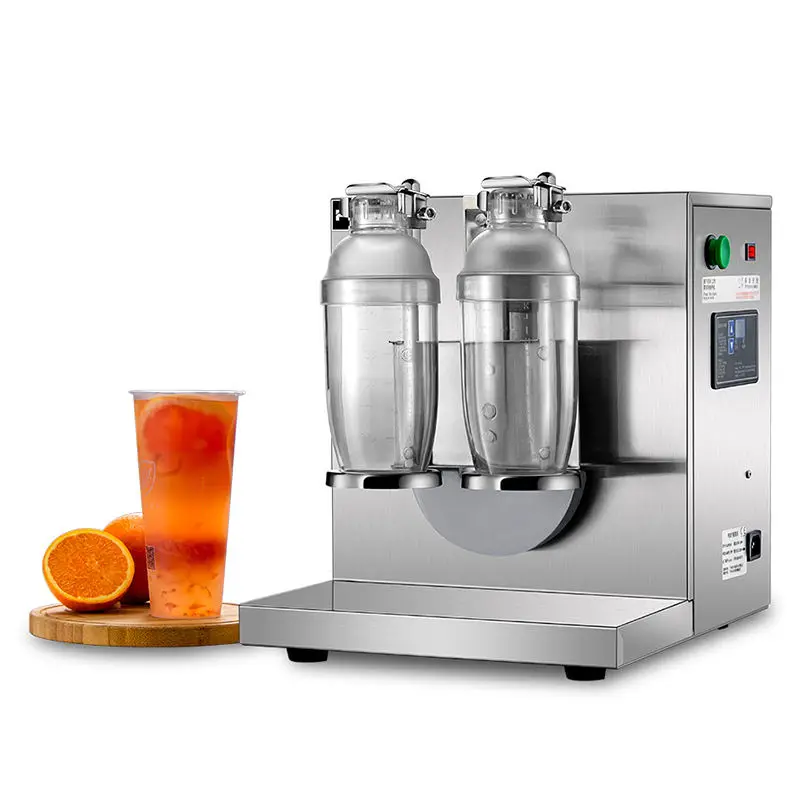 Automatic Double Heads Stainless Steel Beverage Shaking Station for Boba Tea, Coffee, Fruit Juice & Cocktail Preparation